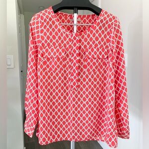Gap Geometric Print Long Sleeve Blouse